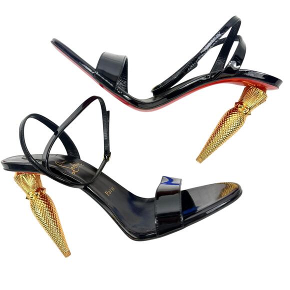 Christian Louboutin Lipqueen Patent Leather Sandals Black SIze 40 - Picture 6 of 10